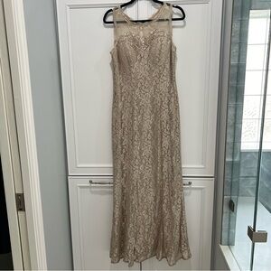 Gold Sequined Floor Length Dress
